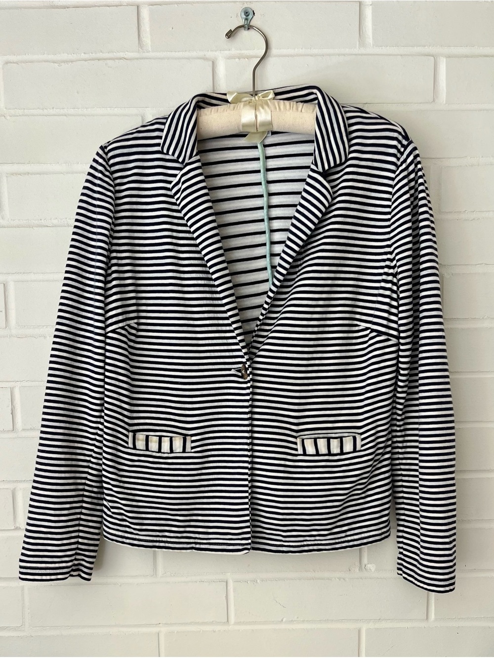 Boden Navy & White Striped Blazer Jacket